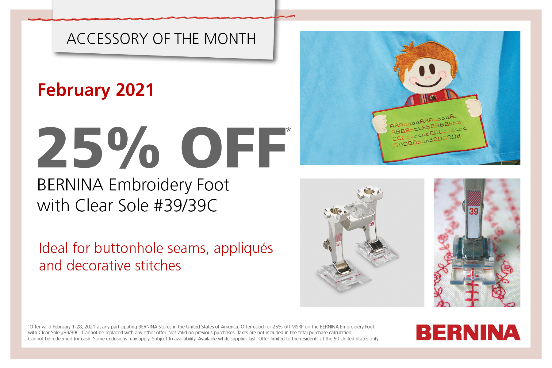 Best Foot Forward by Bernina Promotion at The Sewing Center in Rapid City, South Dakota